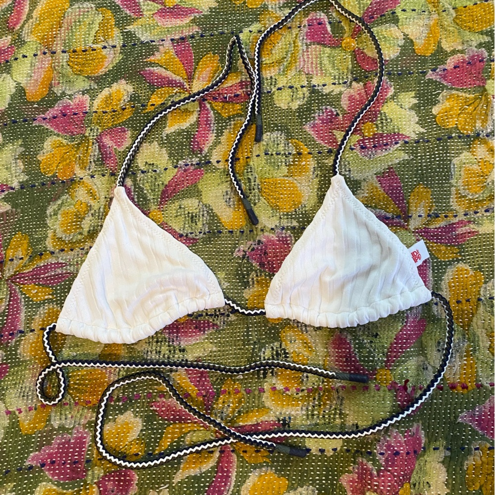 Solid and striped Bikini Top